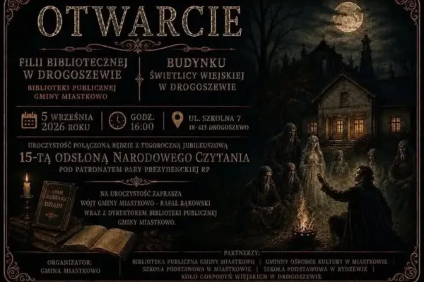 Narodowe Czytanie i otwarcie biblioteki w Drogoszewie już w sobotę