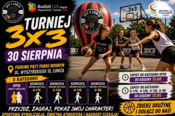 Turniej Koszykówki 3×3 w Łomży – zapisy i kategorie