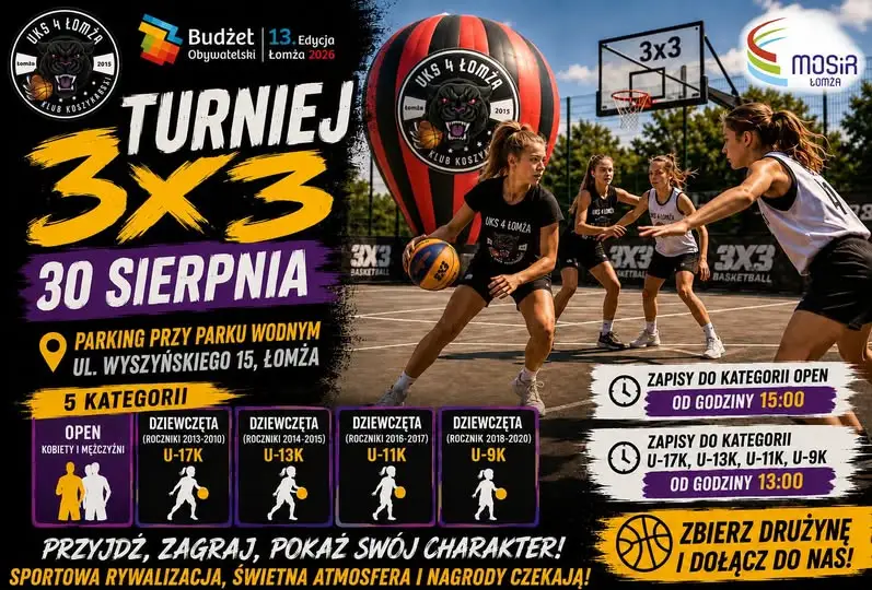 Turniej Koszykówki 3×3 w Łomży – zapisy i kategorie