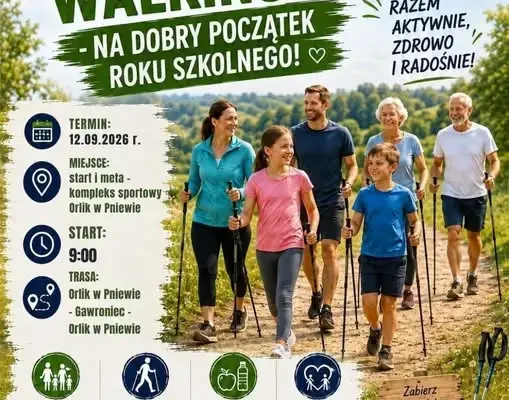 Międzypokoleniowy Nordic Walking w Pniewie – aktywne powitanie roku szkolnego