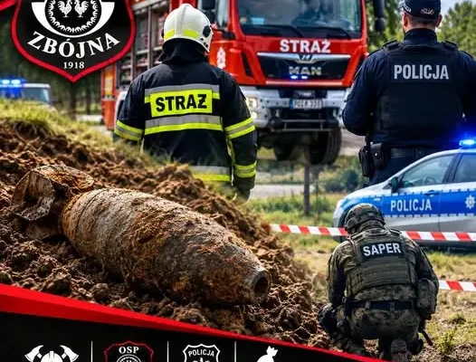 Niewybuch w Zbójnej: wspólna akcja policji i OSP KSRG Zbójna