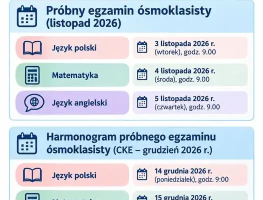 Próbny egzamin ósmoklasisty w listopadzie 2026 – harmonogram szkolny