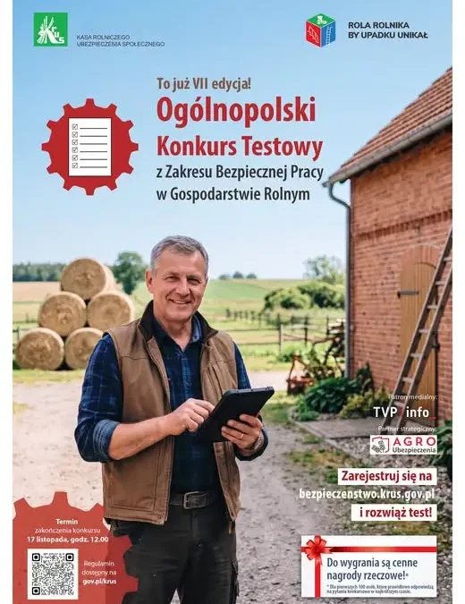 KRUS zaprasza rolników do VII Ogólnopolskiego Konkursu Testowego o bezpieczeństwie pracy